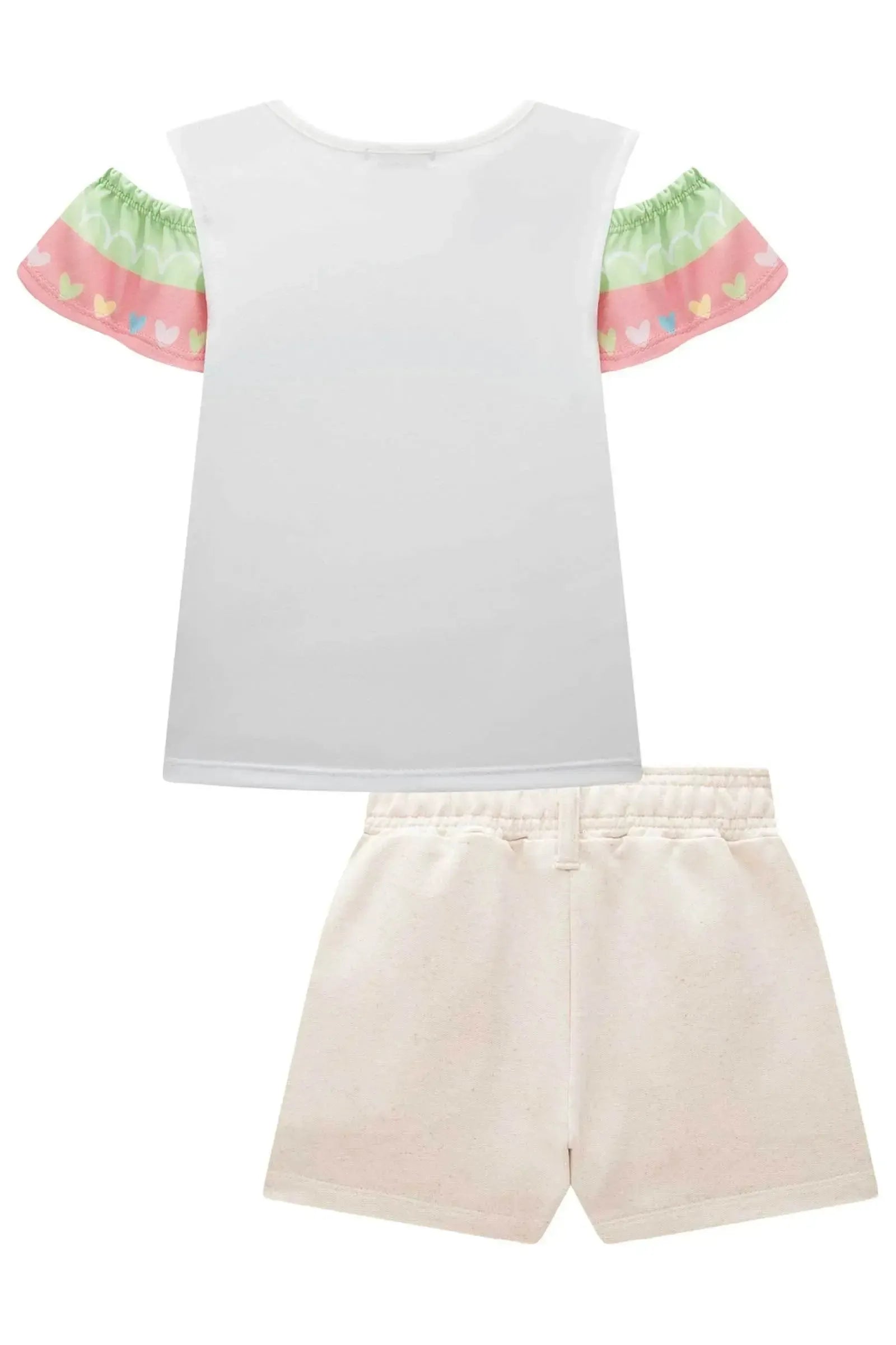 Conjunto de Blusa em Malha Power e Shorts em Moletom sem Pelúcia 83522 Infanti Infantil Menina
