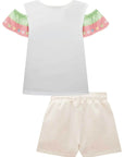 Conjunto de Blusa em Malha Power e Shorts em Moletom sem Pelúcia 83522 Infanti Infantil Menina