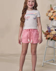 Conjunto de Blusa em Malha Power e Shorts em Moletom sem Pelúcia 98557 Infanti Infantil Menina