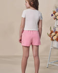 Conjunto de Blusa em Malha Power e Shorts em Moletom sem Pelúcia 98557 Infanti Infantil Menina