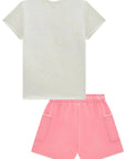 Conjunto de Blusa em Malha Power e Shorts em Moletom sem Pelúcia 98557 Infanti Infantil Menina