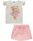 Conjunto de Blusa em Malha Power e Shorts Saia em Molevisco 95878 Infanti Infantil Menina