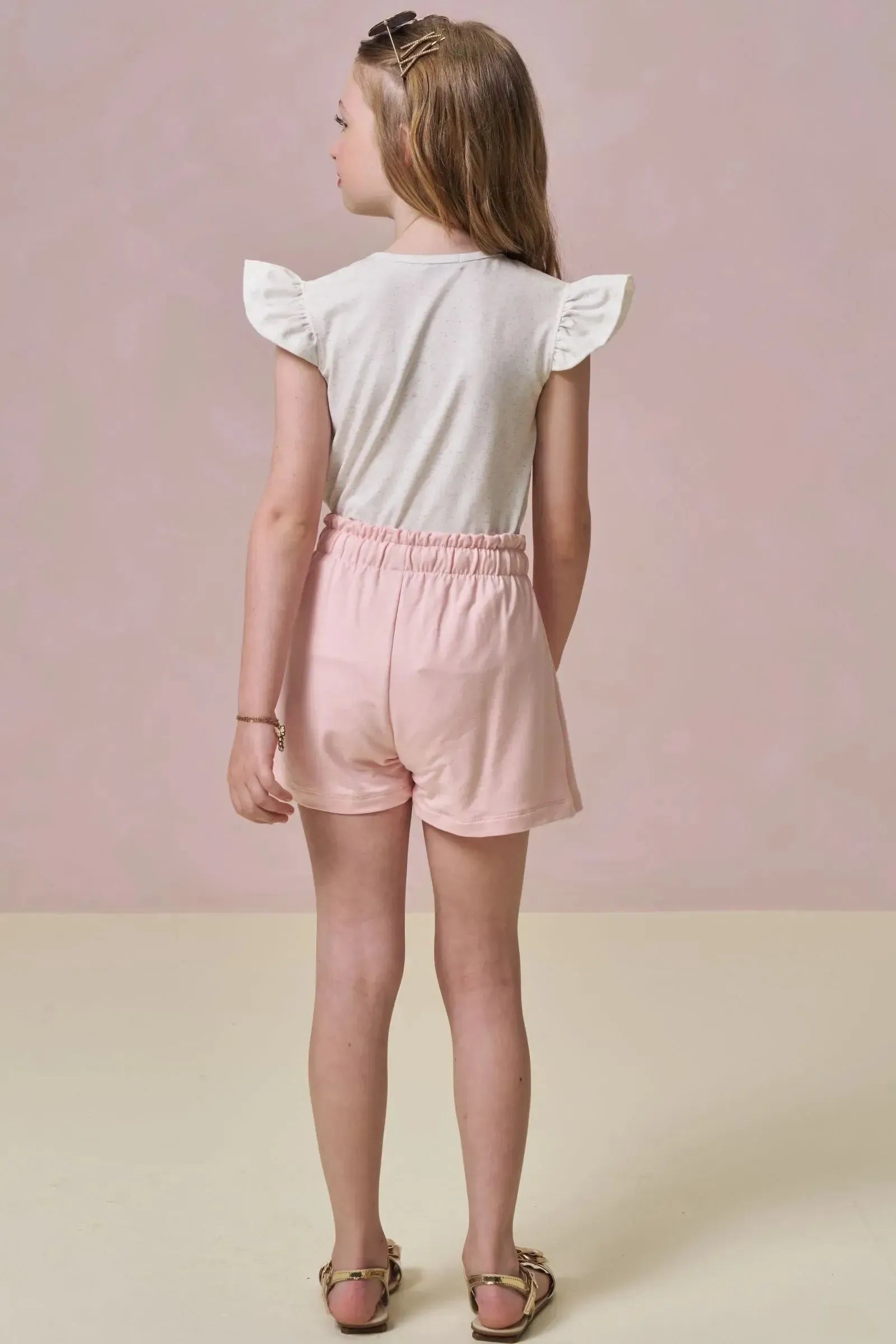 Conjunto de Blusa em Malha Power e Shorts Saia em Molevisco 95878 Infanti Infantil Menina