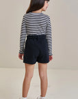 Conjunto de Blusa em Malha Waffle Listrado e Short Saia em Moletwill 92187 Infanti Infantil Menina