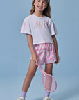 Conjunto de Blusa em Malha Yuki e Shorts em Ergonomic 96474 Infanti Infantil Menina