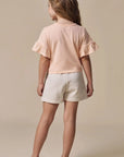 Conjunto de Blusa em Meia Malha com Short Saia em Moletom sem Pelúcia 96922 Infanti Infantil Menina
