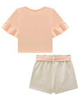 Conjunto de Blusa em Meia Malha com Short Saia em Moletom sem Pelúcia 96922 Infanti Infantil Menina