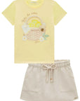 Conjunto de Blusa em Meia Malha com Short Saia em Moletom sem Pelúcia 98875 Infanti Infantil Menina