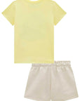 Conjunto de Blusa em Meia Malha com Short Saia em Moletom sem Pelúcia 98875 Infanti Infantil Menina