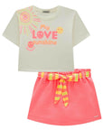 Conjunto de Blusa em Meia Malha com Short Saia em Moletom sem Pelúcia 99397 Infanti Infantil Menina