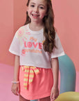 Conjunto de Blusa em Meia Malha com Short Saia em Moletom sem Pelúcia 99397 Infanti Infantil Menina