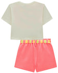 Conjunto de Blusa em Meia Malha com Short Saia em Moletom sem Pelúcia 99397 Infanti Infantil Menina