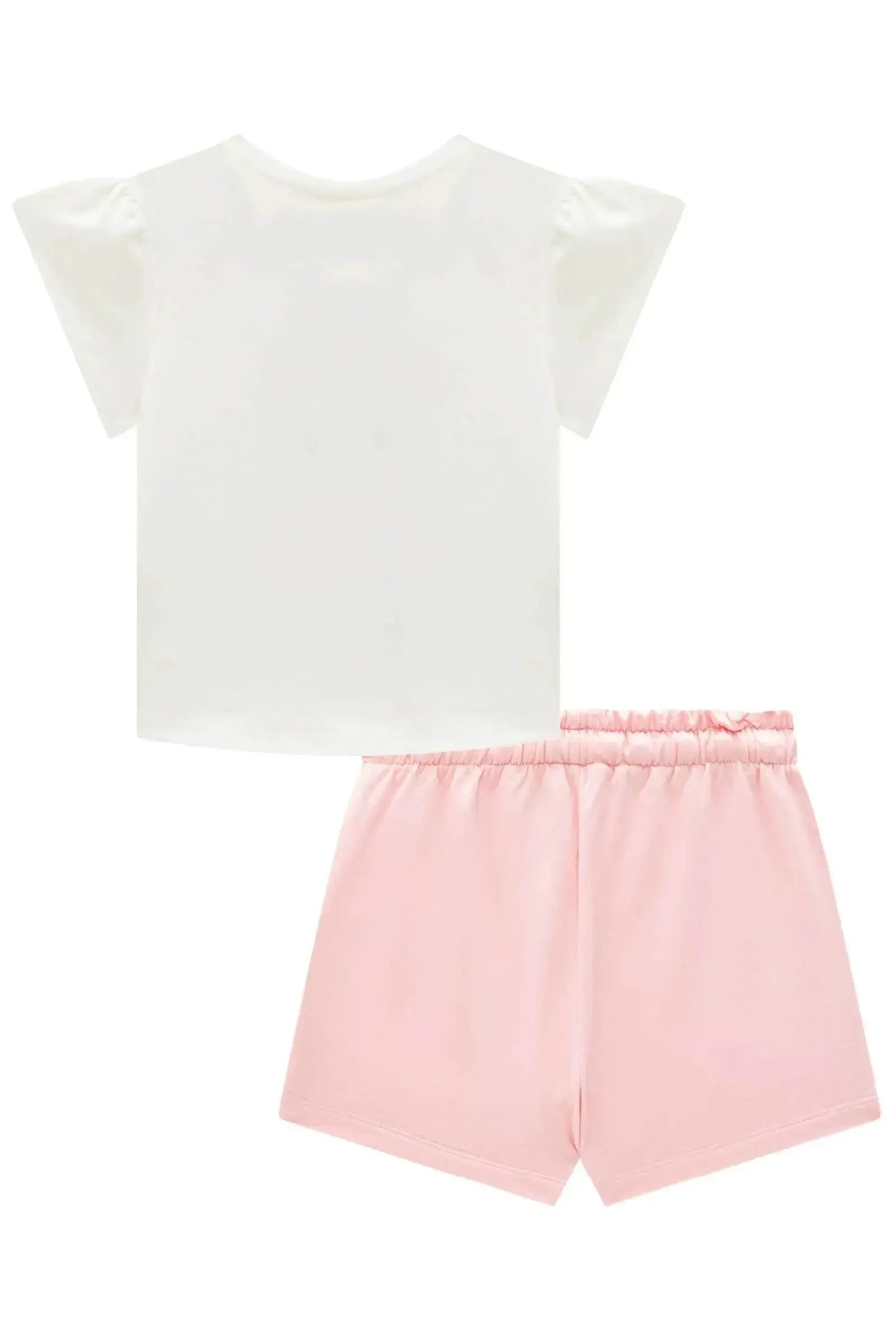 Conjunto de Blusa em Meia Malha com Short Saia em Molevisco 94659 Infanti Infantil Menina