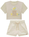 Conjunto de Blusa em Meia Malha com Shorts de Sarja com Elastano 98891 Infanti Infantil Menina