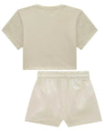 Conjunto de Blusa em Meia Malha com Shorts de Sarja com Elastano 98891 Infanti Infantil Menina