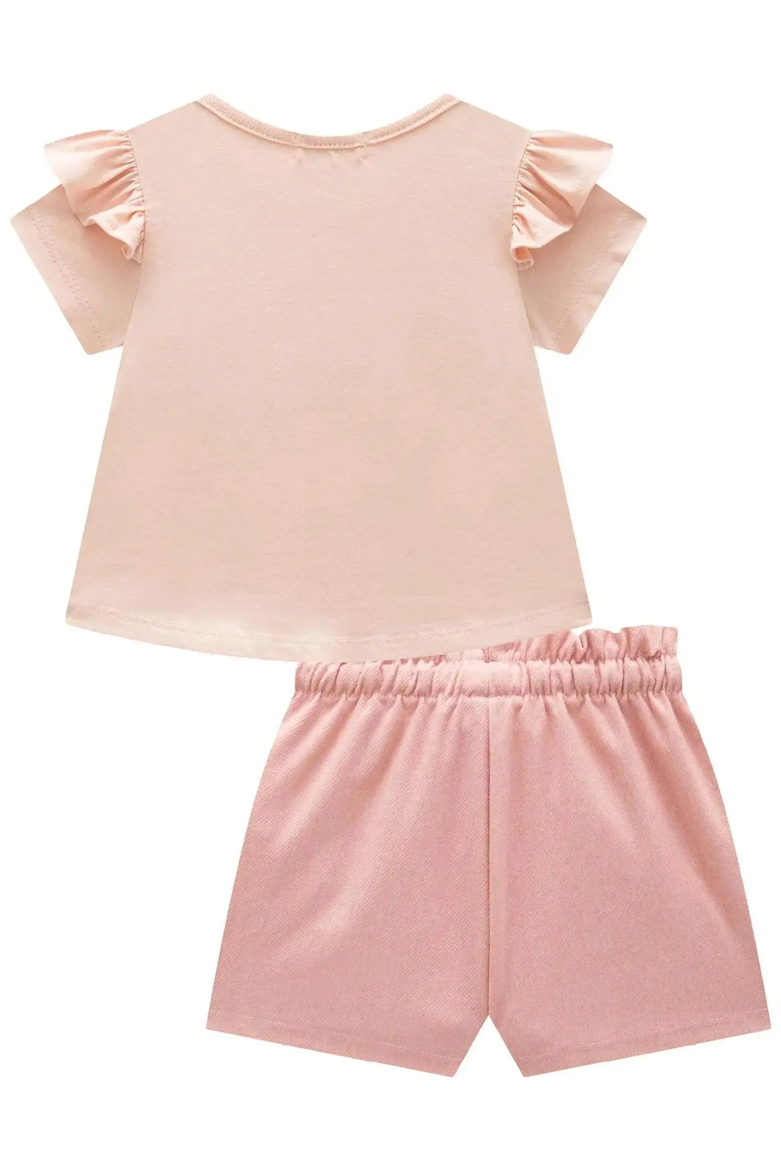 Conjunto de Blusa em Meia Malha com Shorts em Cotton Jeans 94191 Infanti Infantil Menina