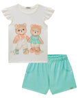 Conjunto de Blusa em Meia Malha com Shorts em Molecotton 85212 Infanti Infantil Menina