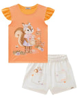 Conjunto de Blusa em Meia Malha com Shorts em Molecotton 85212 Infanti Infantil Menina