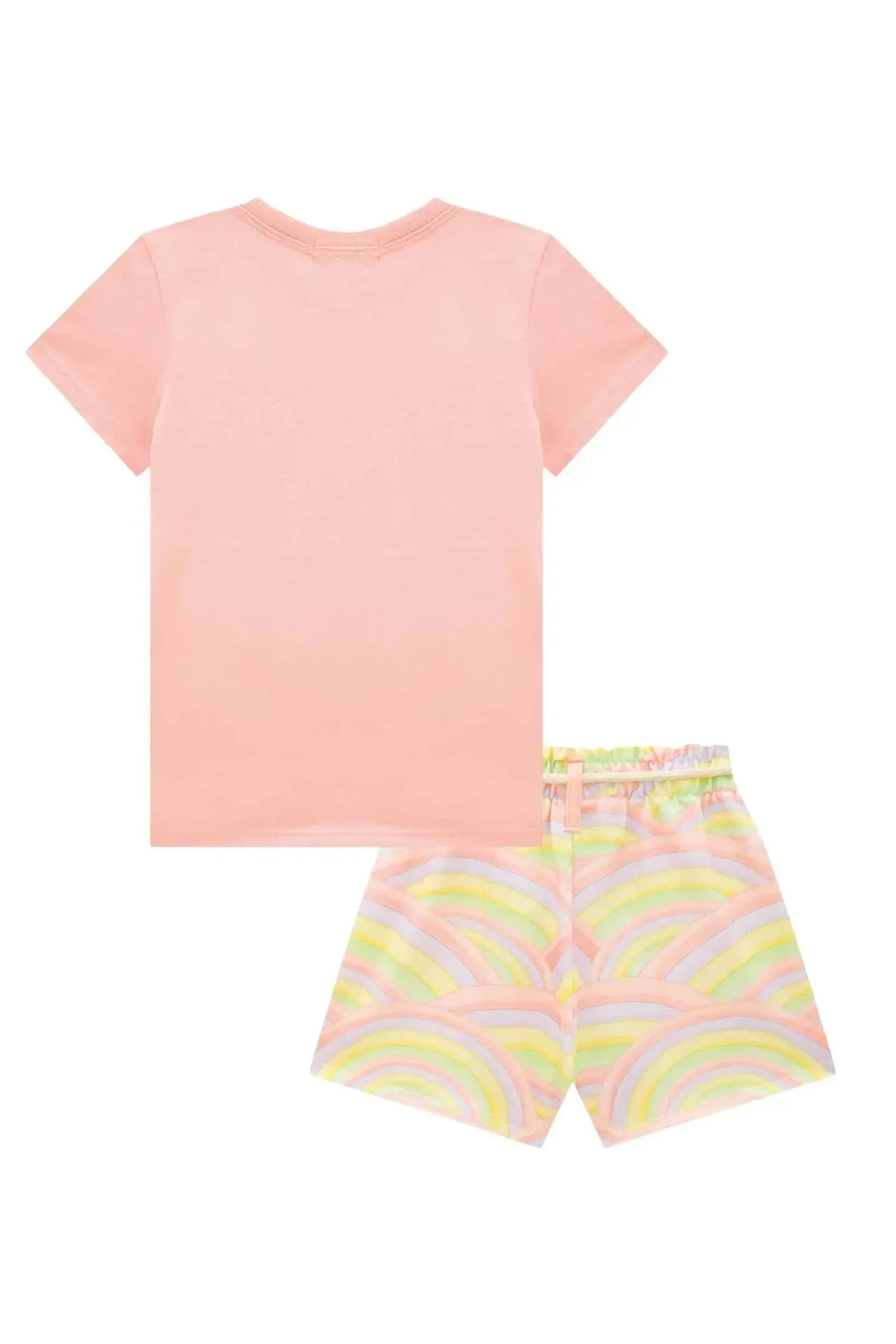 Conjunto de Blusa em Meia Malha com Shorts em Molecotton 88629 Infanti Infantil Menina