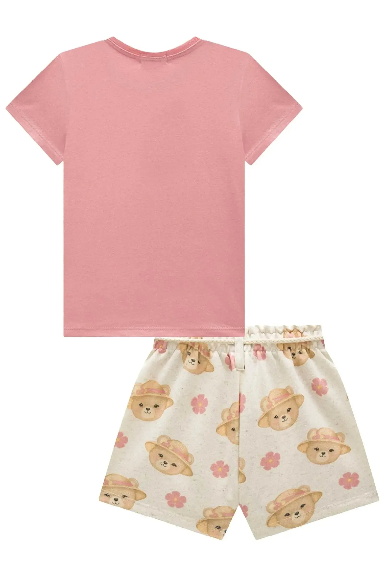Conjunto de Blusa em Meia Malha com Shorts em Moletom Linho sem Pelúcia 93350 Infanti Infantil Menina