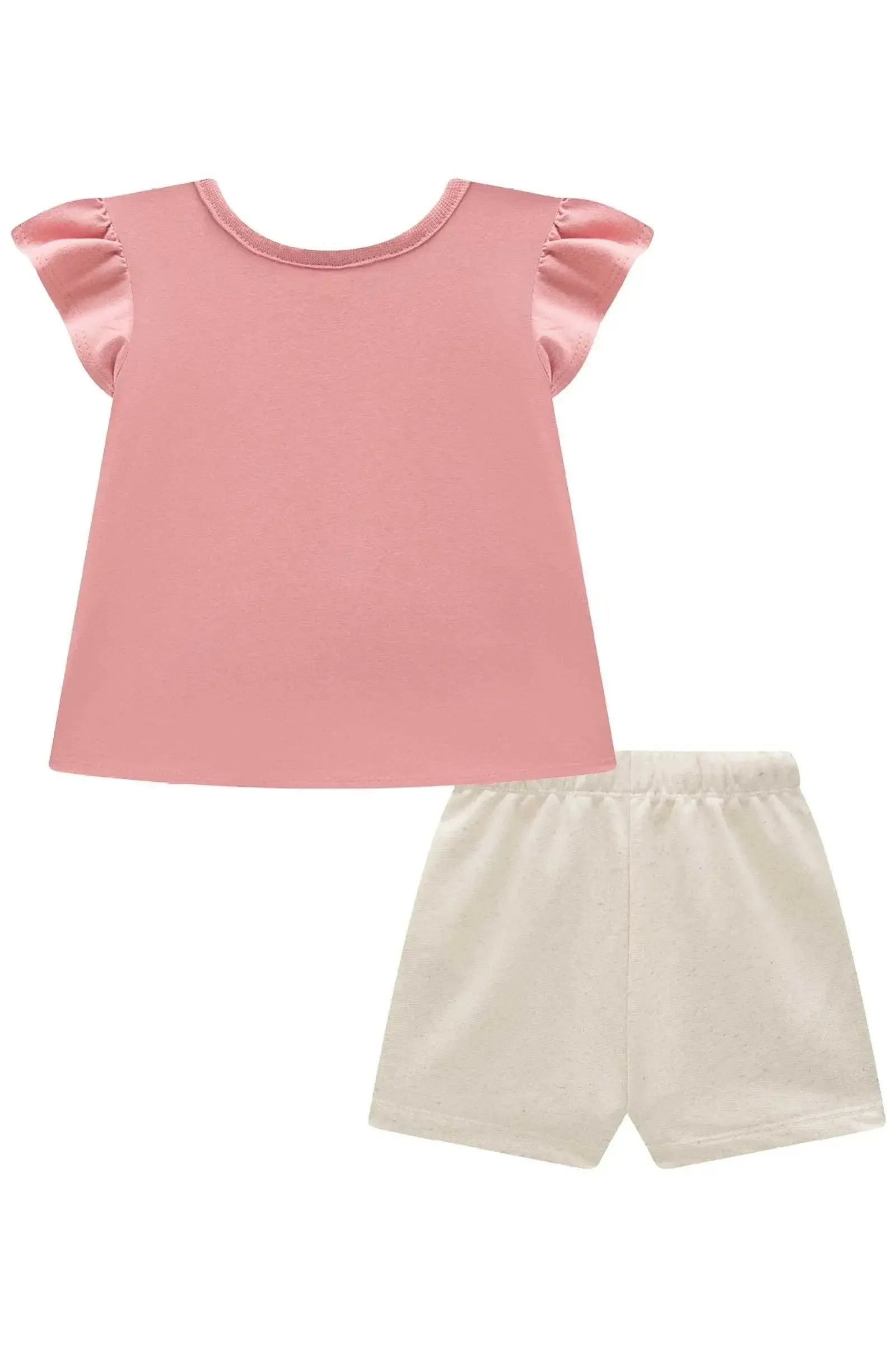 Conjunto de Blusa em Meia Malha com Shorts em Moletom Linho sem Pelúcia 93401 Infanti Infantil Menina
