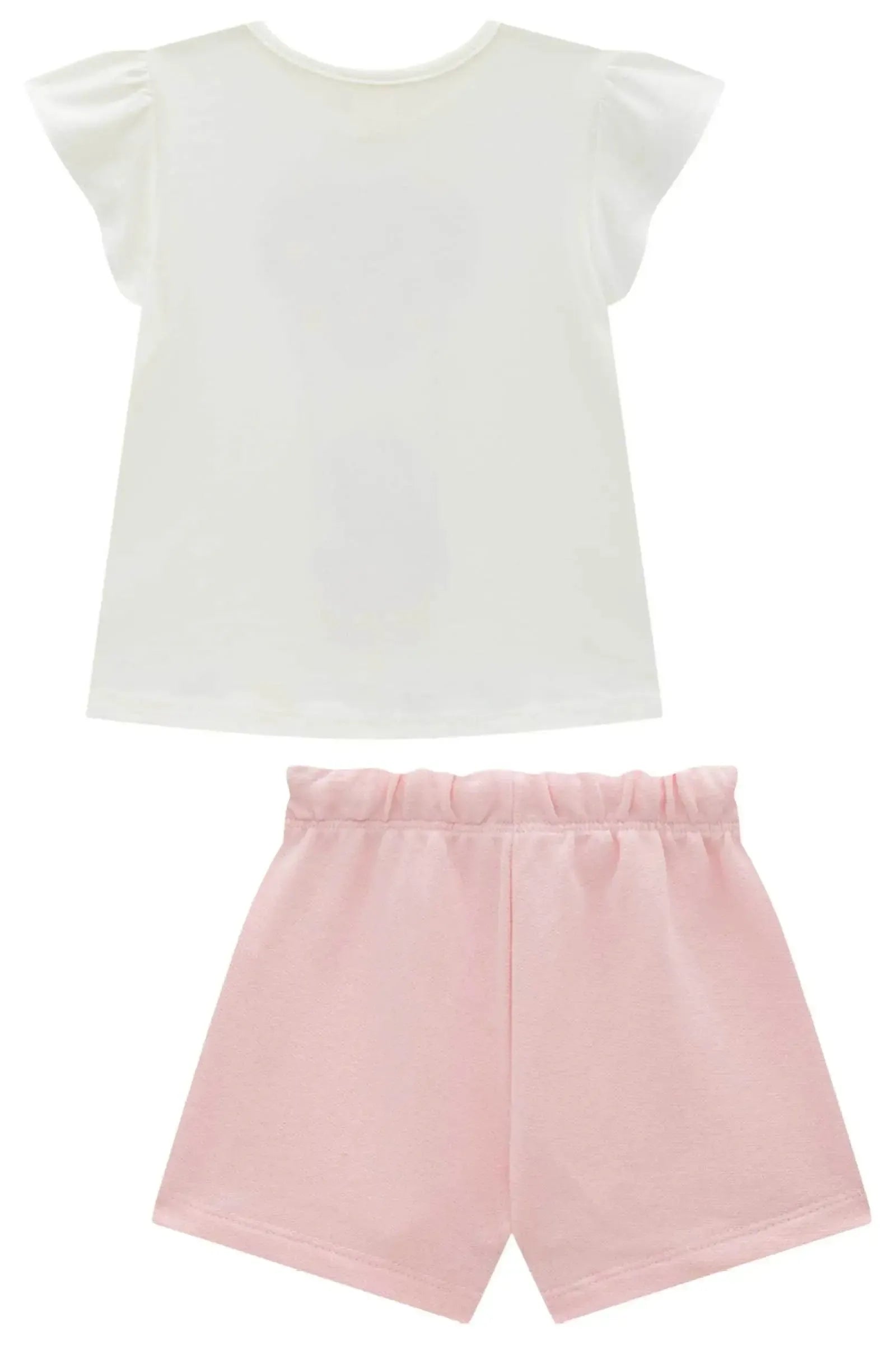 Conjunto de Blusa em Meia Malha com Shorts em Moletom sem Pelúcia 93425 Infanti Infantil Menina