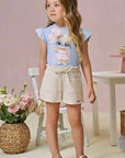 Conjunto de Blusa em Meia Malha com Shorts em Moletom sem Pelúcia 94662 Infanti Infantil Menina