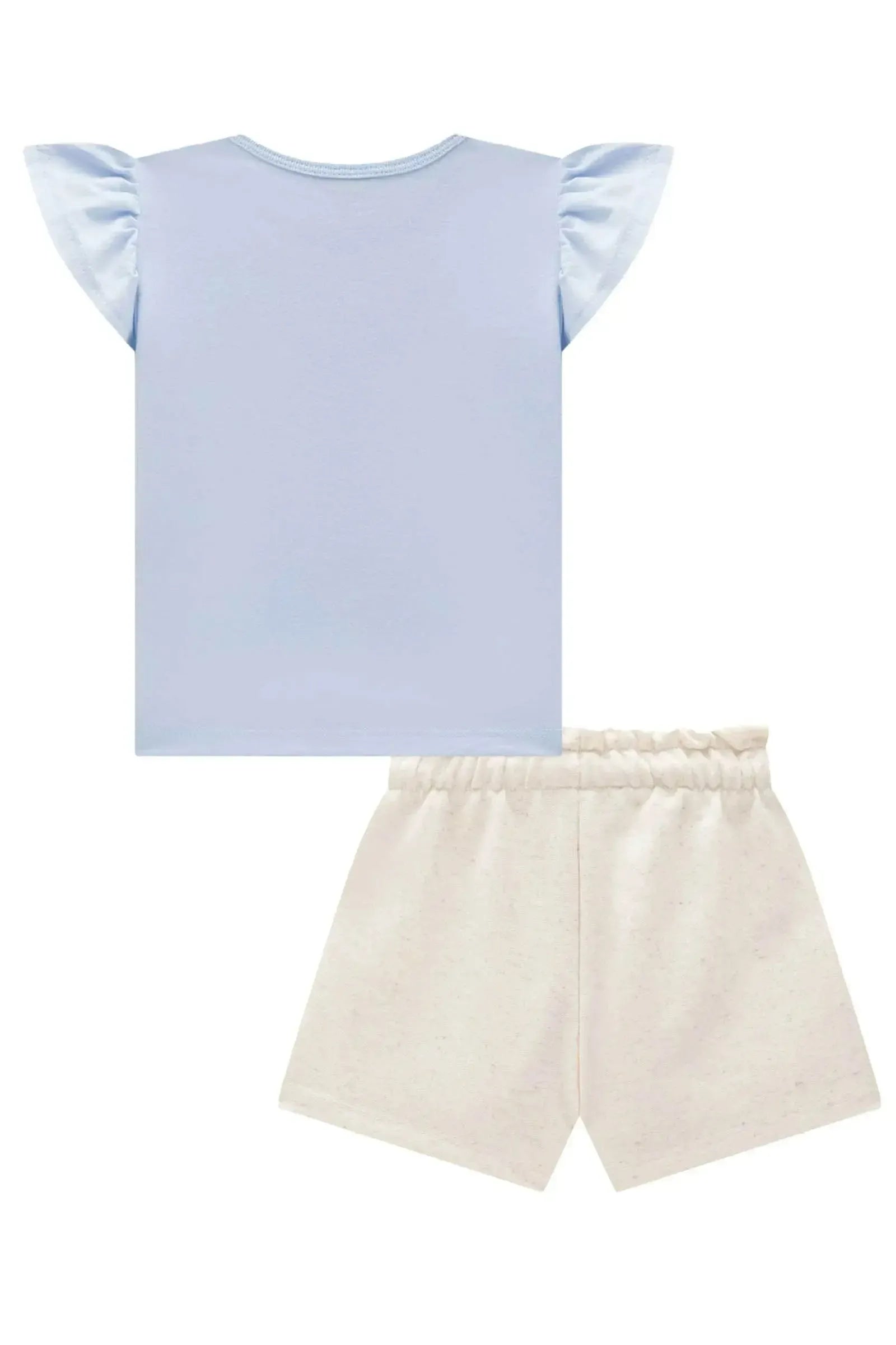 Conjunto de Blusa em Meia Malha com Shorts em Moletom sem Pelúcia 94662 Infanti Infantil Menina