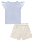 Conjunto de Blusa em Meia Malha com Shorts em Moletom sem Pelúcia 94662 Infanti Infantil Menina