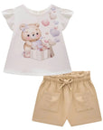 Conjunto de Blusa em Meia Malha com Shorts em Molevisco 81884 Infanti