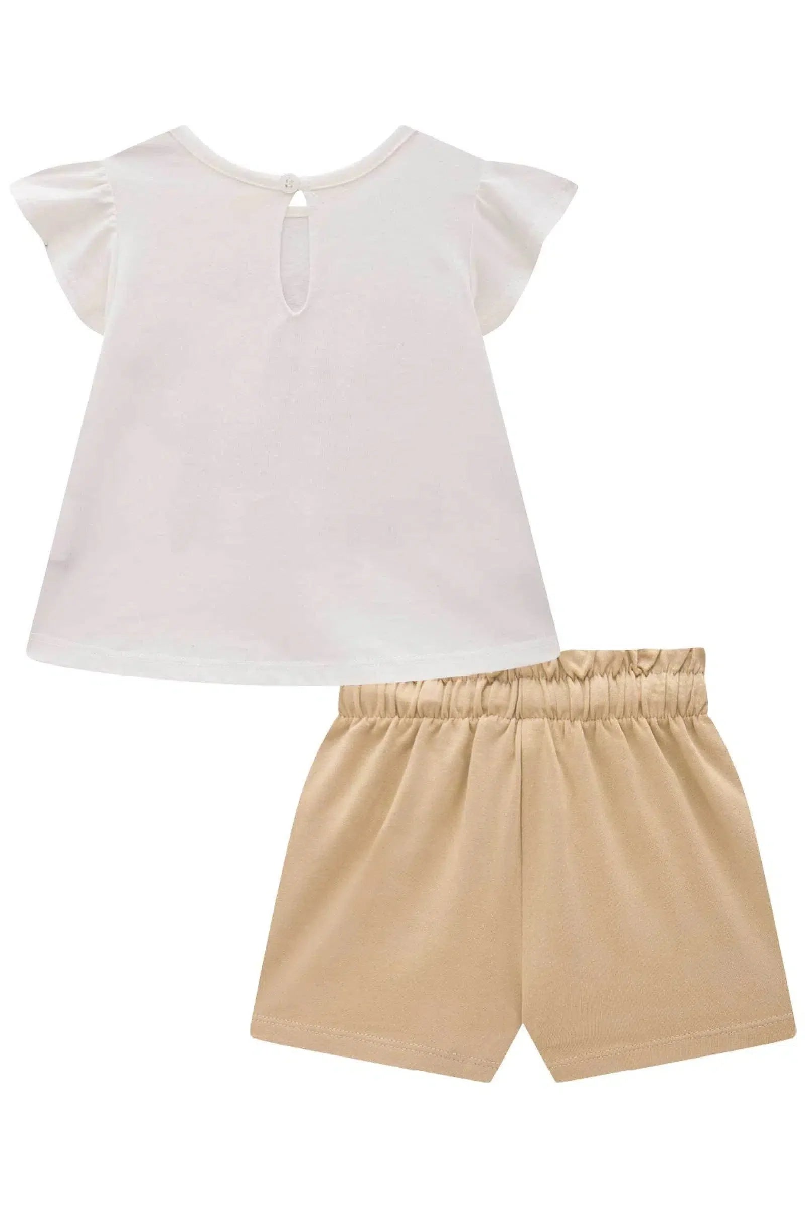 Conjunto de Blusa em Meia Malha com Shorts em Molevisco 81884 Infanti