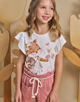 Conjunto de Blusa em Meia Malha com Shorts em Molevisco 93526 Infanti Infantil Menina