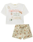 Conjunto de Blusa em Meia Malha com Shorts em Tecno Style 97022 Infanti Infantil Menina