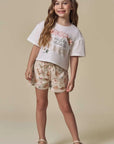 Conjunto de Blusa em Meia Malha com Shorts em Tecno Style 97022 Infanti Infantil Menina