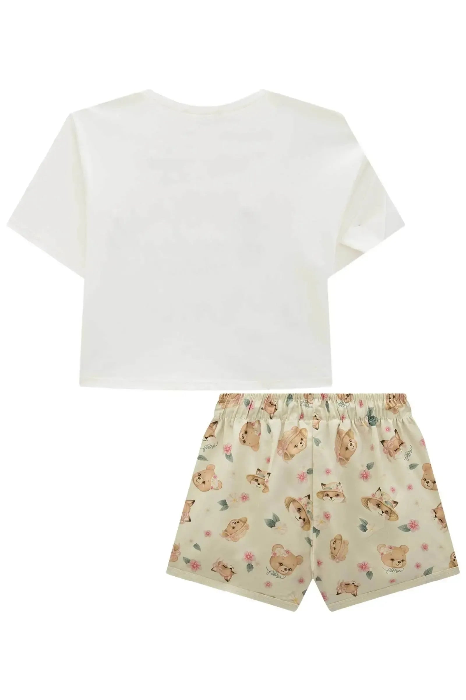 Conjunto de Blusa em Meia Malha com Shorts em Tecno Style 97022 Infanti Infantil Menina