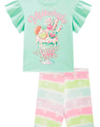 Conjunto de Blusa em Meia Malha e Bermuda Biker em Fly Tech 98352 Infanti Infantil Menina