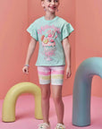 Conjunto de Blusa em Meia Malha e Bermuda Biker em Fly Tech 98352 Infanti Infantil Menina