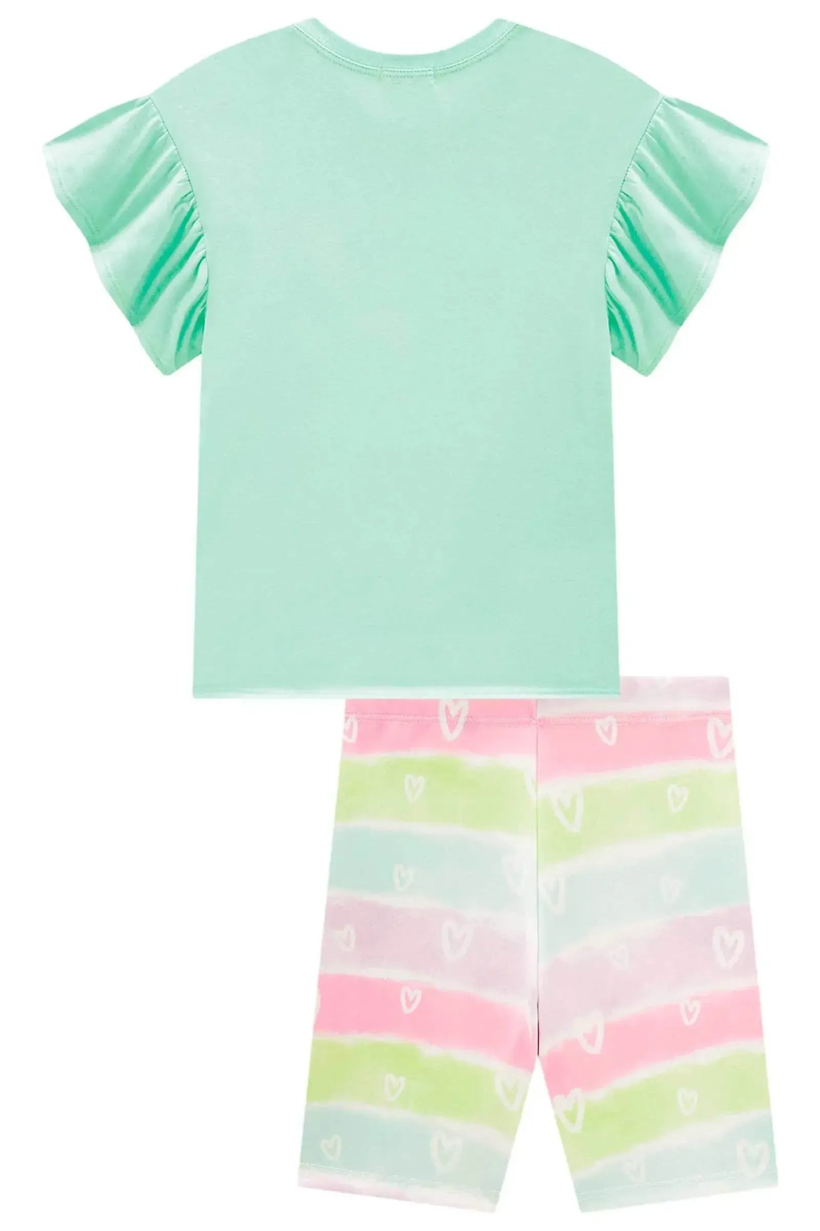 Conjunto de Blusa em Meia Malha e Bermuda Biker em Fly Tech 98352 Infanti Infantil Menina