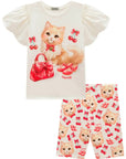 Conjunto de Blusa em Meia Malha e Bermuda Biker em Fly Tech 98716 Infanti Infantil Menina