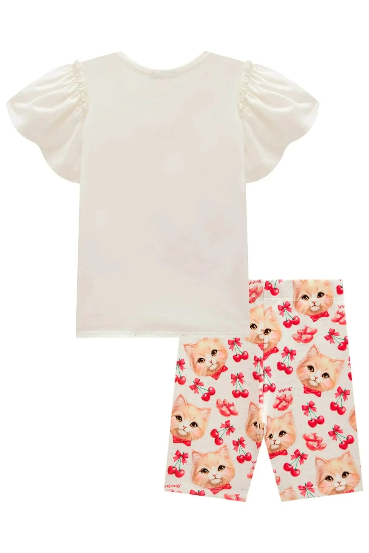Conjunto de Blusa em Meia Malha e Bermuda Biker em Fly Tech 98716 Infanti Infantil Menina