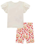 Conjunto de Blusa em Meia Malha e Bermuda Biker em Fly Tech 98716 Infanti Infantil Menina