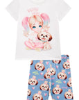 Conjunto de Blusa em Meia Malha e Bermuda Biker em Malha Power 98076 Infanti Infantil Menina