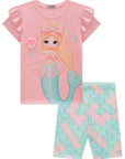 Conjunto de Blusa em Meia Malha e Bermuda Biker em Malha Power 98700 Infanti Infantil Menina