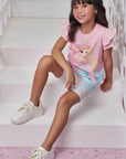 Conjunto de Blusa em Meia Malha e Bermuda Biker em Malha Power 98700 Infanti Infantil Menina