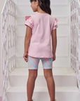 Conjunto de Blusa em Meia Malha e Bermuda Biker em Malha Power 98700 Infanti Infantil Menina