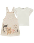 Conjunto de Blusa em Meia Malha e Salopete em Moletom Linho 84372 Infanti Infantil Menina