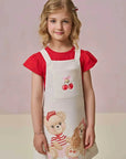 Conjunto de Blusa em Meia Malha e Salopete em Moletom Linho sem Pelúcia 97027 Infanti Infantil Menina