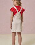 Conjunto de Blusa em Meia Malha e Salopete em Moletom Linho sem Pelúcia 97027 Infanti Infantil Menina