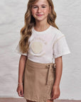 Conjunto de Blusa em Meia Malha e Short Saia em Linho Santorine com Elastano 98822 Infanti Infantil Menina