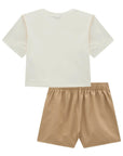 Conjunto de Blusa em Meia Malha e Short Saia em Linho Santorine com Elastano 98822 Infanti Infantil Menina